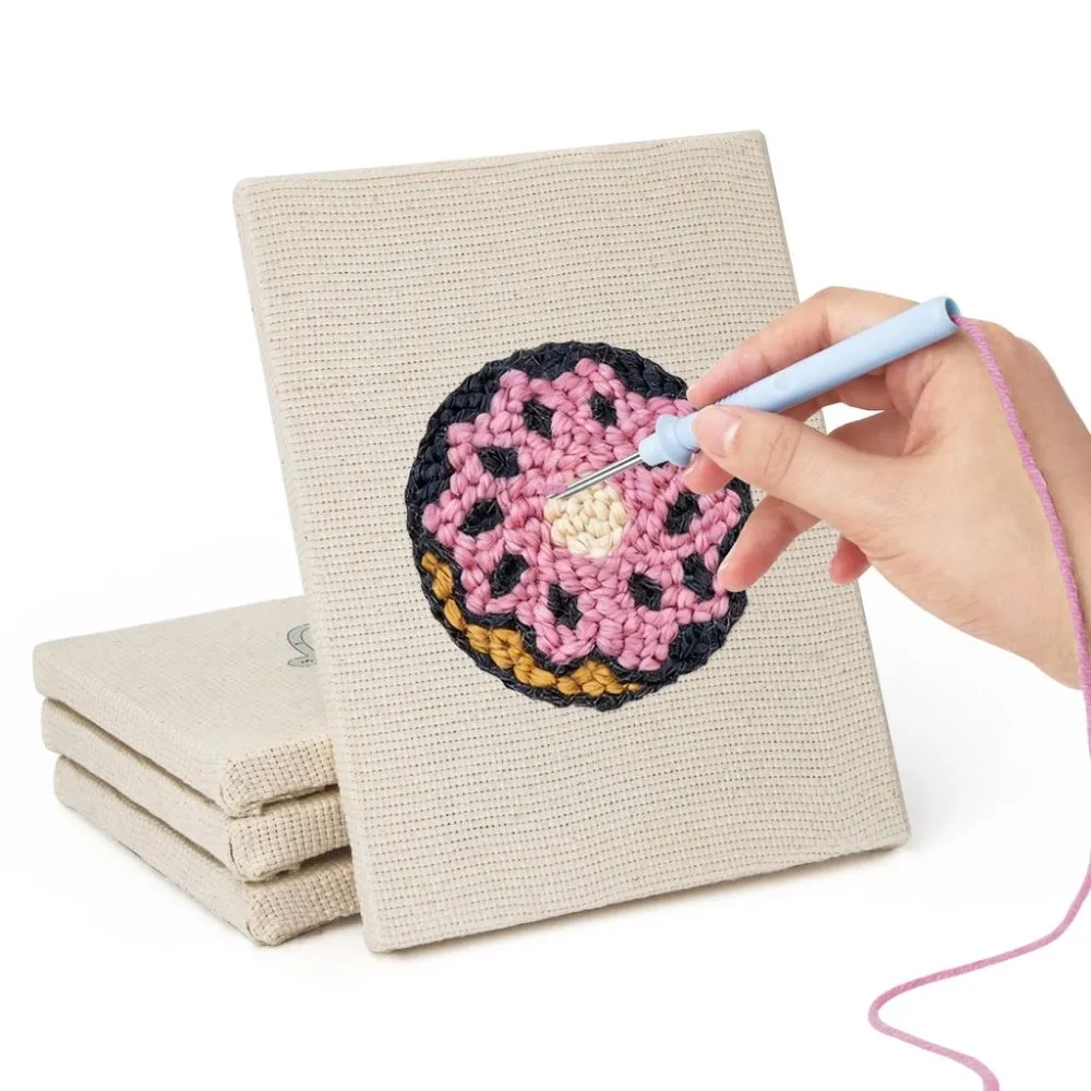 Figured'Art Ontbijt Lekkernijen 3 punch needle set 4 stuks 20x30 cm