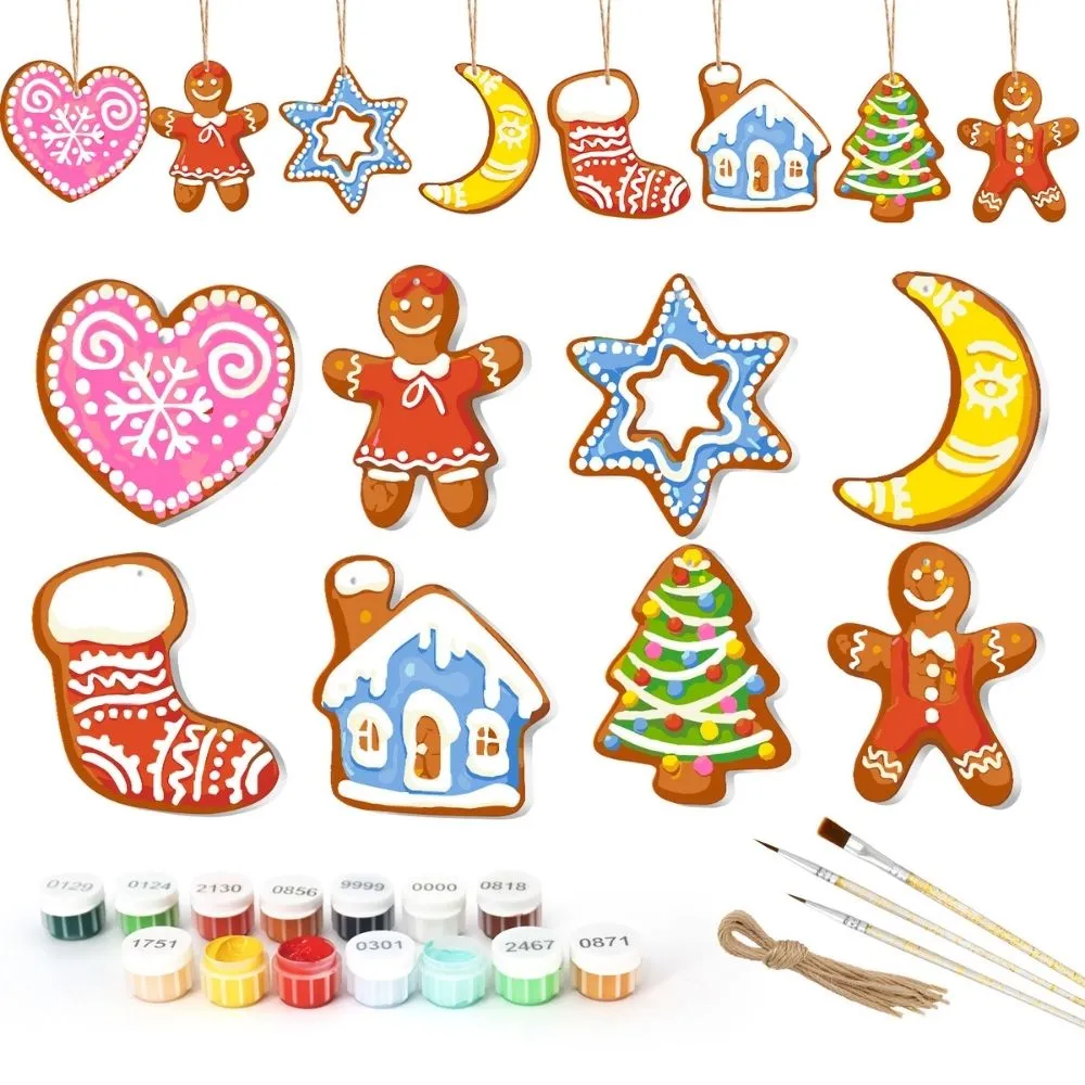 Figured'Art Vrolijk Huis & Haard kerstornamenten set 8 stuks