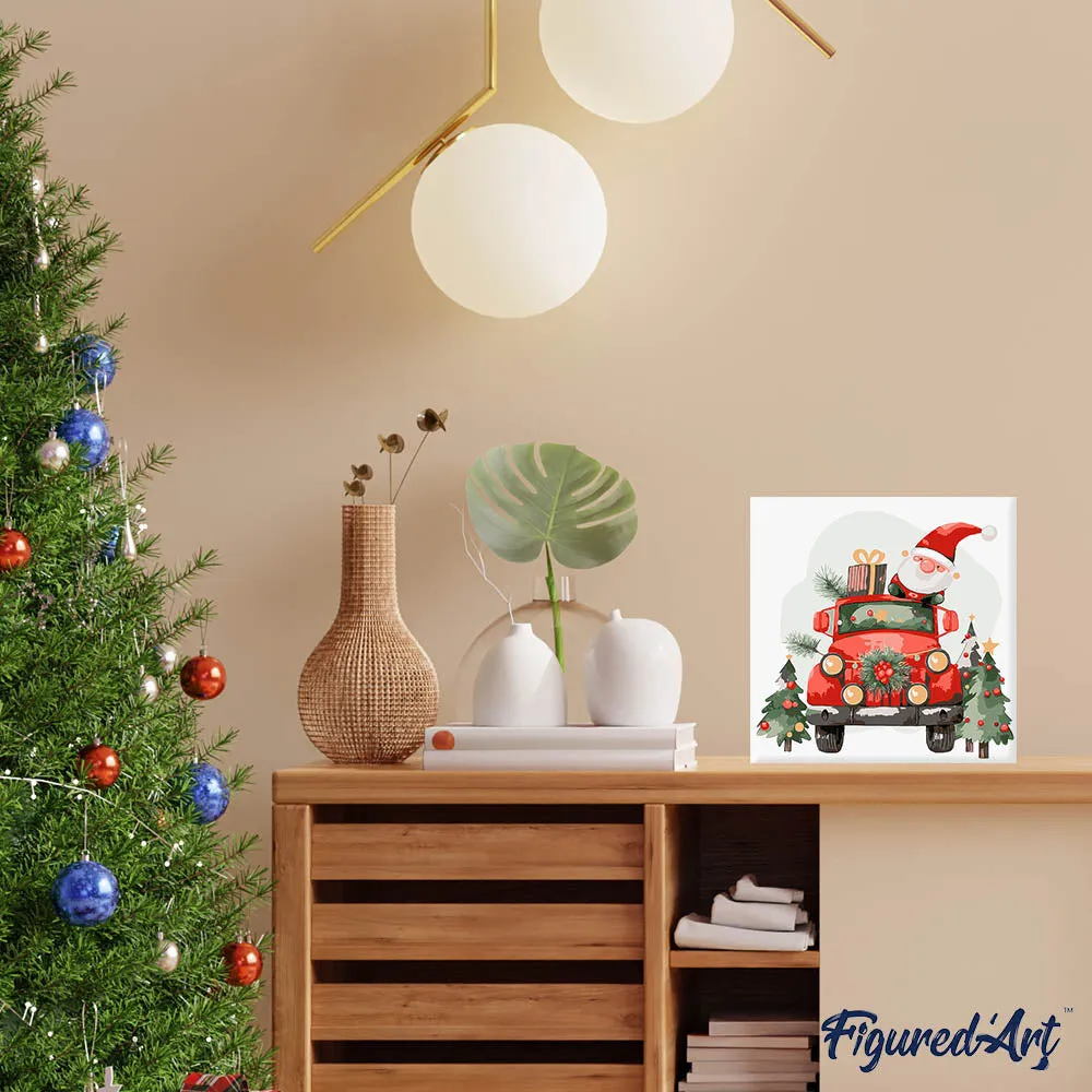 Figured'Art Vrachtwagen van de Kerstman schilderen op nummer 20x20