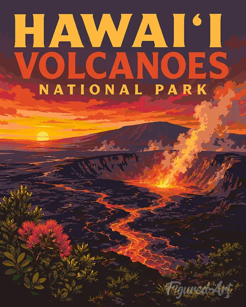 Figured'Art Hawaii Volcanoes National Park schilderen op nummer 40x50cm landschap