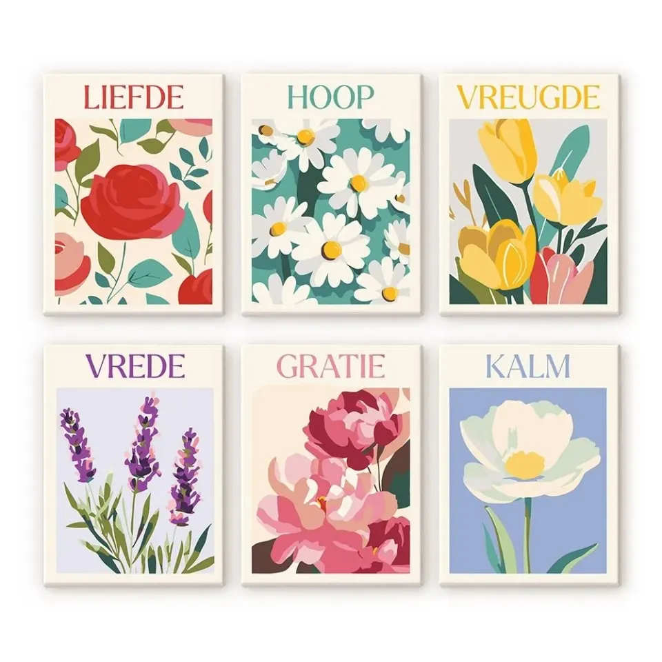 Figured'Art Mini Schilderen op Nummer Bloeiende Emoties 5 15x20cm 6 stuks