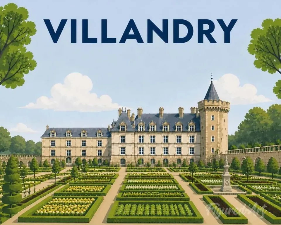 Figured'Art Kasteel van Villandry schilderen op nummer 40x50 cm gemiddeld