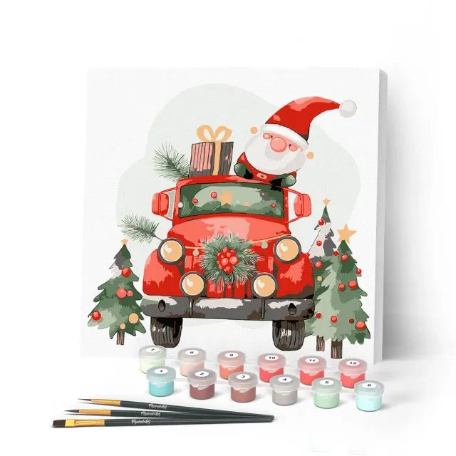 Figured'Art Vrachtwagen van de Kerstman schilderen op nummer 20x20