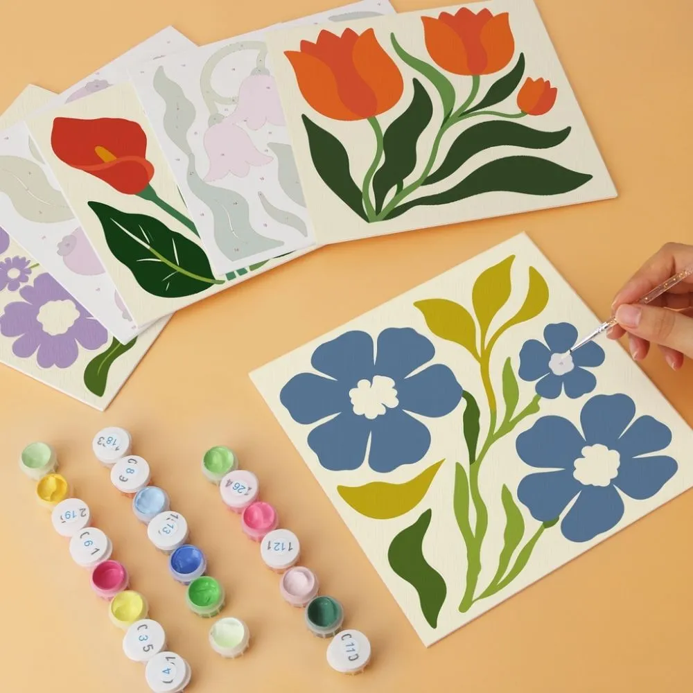 Figured'Art Mini Serie Vintage bloemenprint schilderen op nummer 20x20cm