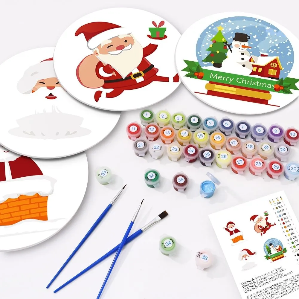 Figured'Art Kerstman en Sneeuwige Glimlachen schilderen op nummer 20cm 4 stuks