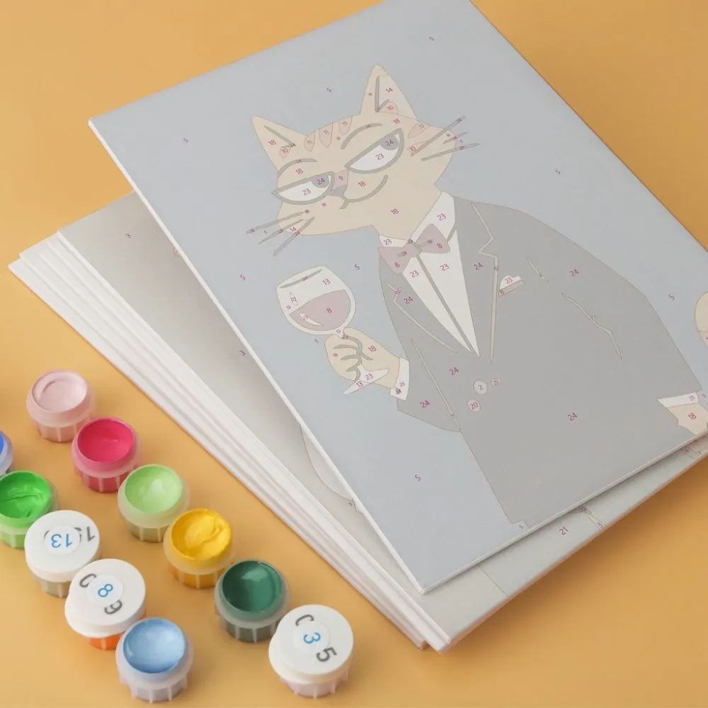 Figured'Art Stijlvolle katten mini schilderen op nummer 15x20cm 6 stuks