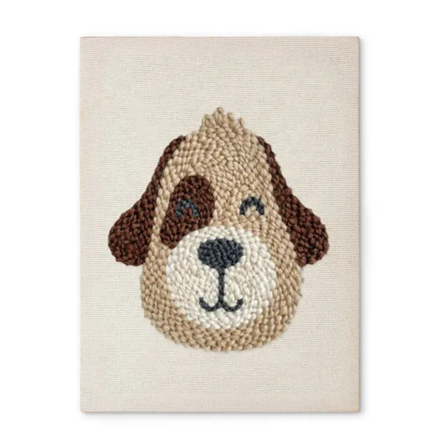 Figured'Art Vrolijke Hond punch needle pakket met frame 20x30cm