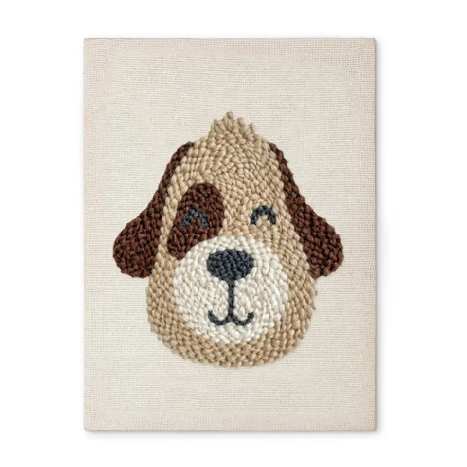 Figured'Art Vrolijke Hond punch needle pakket met frame 20x30cm