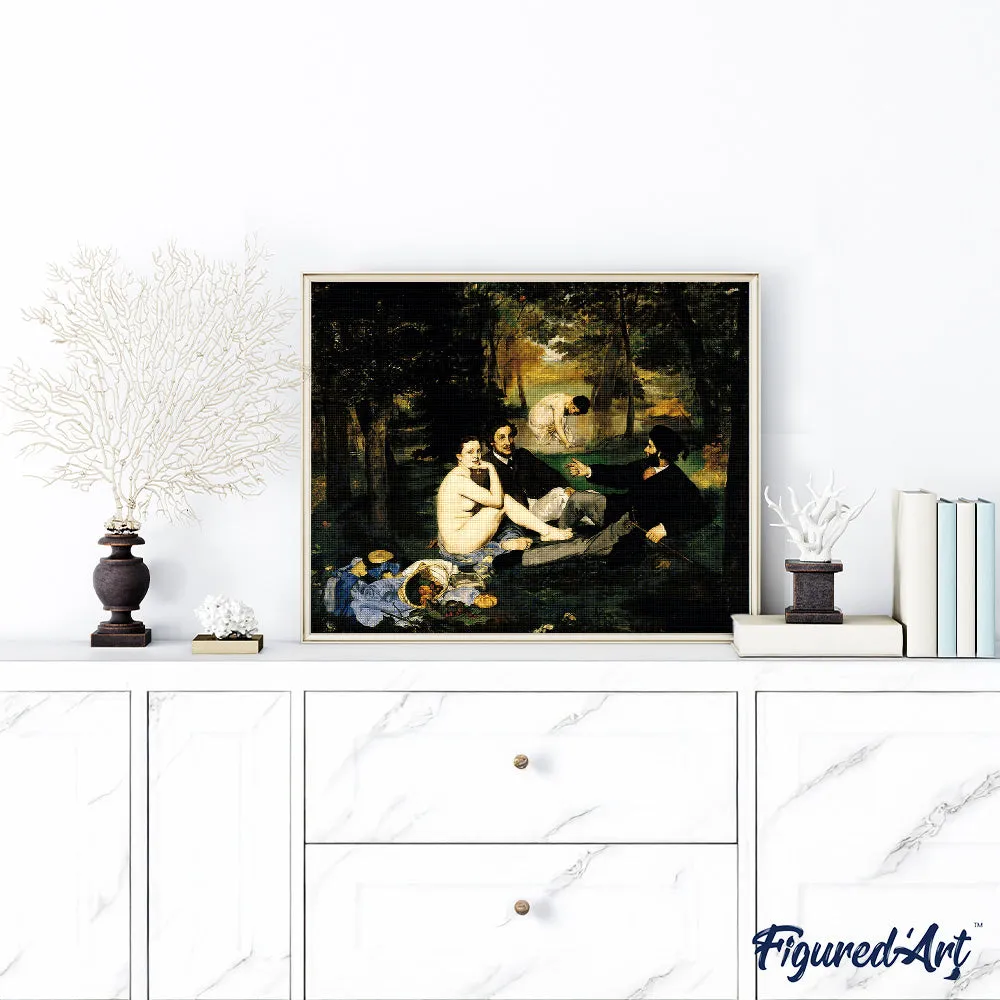 Figured'Art Lunch op het gras Manet diamond painting 40x50 cm vierkant