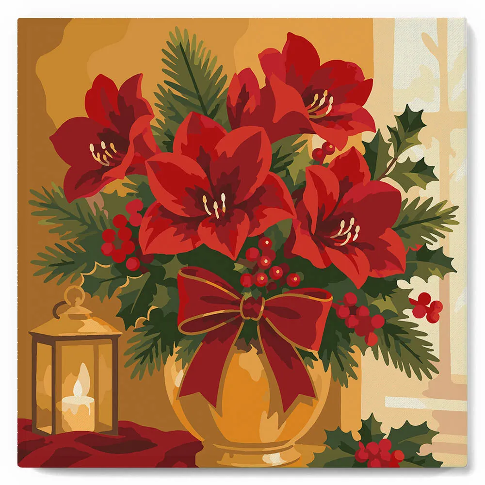Figured'Art Kerststerren mini schilderen op nummer 20x20 cm met frame