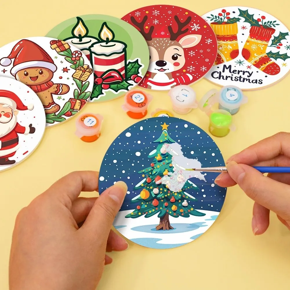 Figured'Art Kerst onderzetters schilderen op nummer 10cm 6st