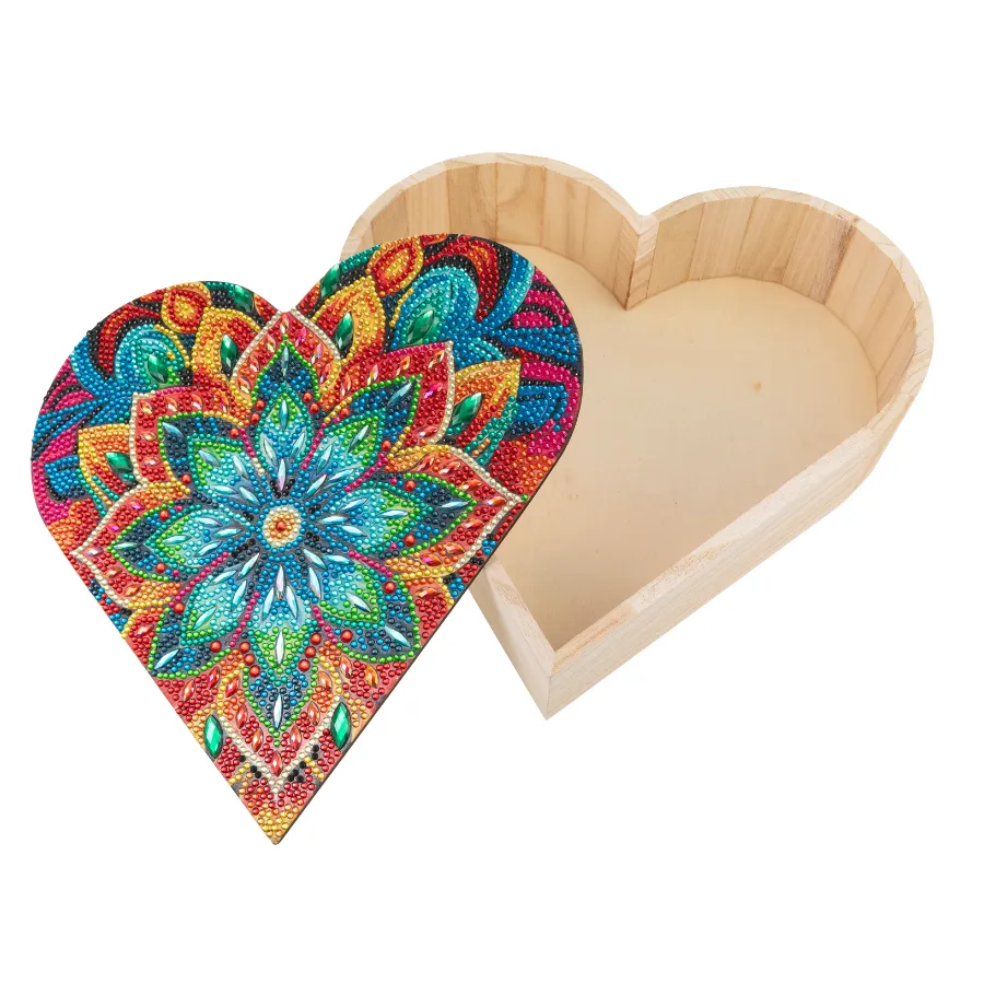 Craft Buddy Crystal Art Hart opbergdoosjes hout 2 stuks