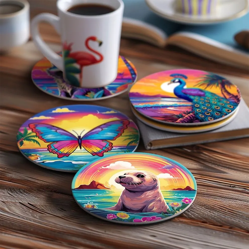 Figured'Art Fauna Serie Schilderen op Nummer Onderzetters 10cm Panda Dieren