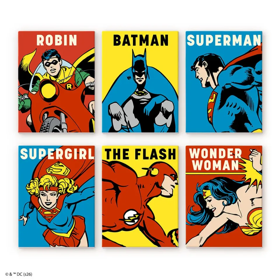 Figured'Art DC Helden mini schilderen op nummer 15x20cm 6 stuks