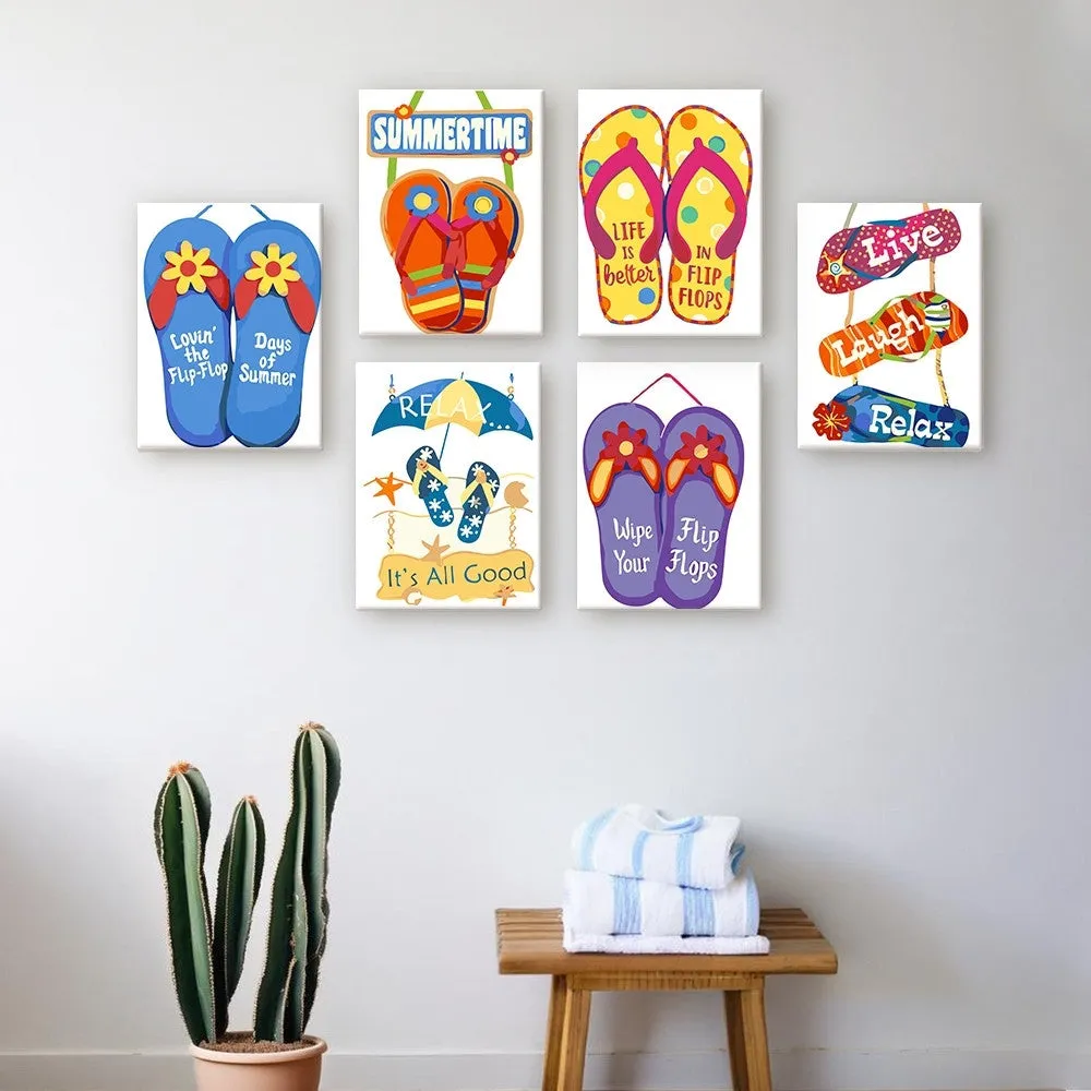 Figured'Art Zomerse Slippers Borden mini schilderen op nummer 15x20 6st