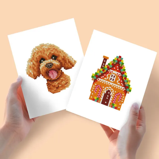 Figured'Art Mini Puppydromen Cottage diamond painting 15x20cm 2 stuks