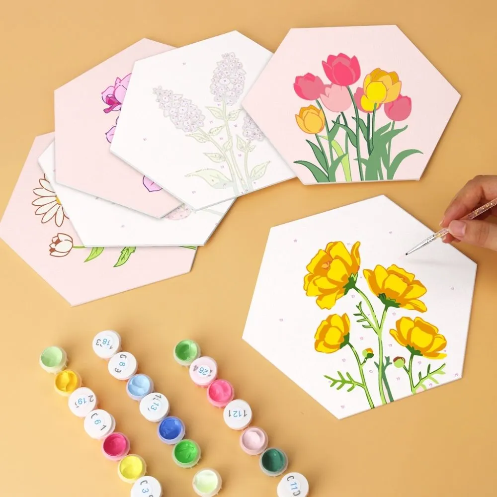 Figured'Art Mini Serie Bloemenset schilderen op nummer 6 stuks lente