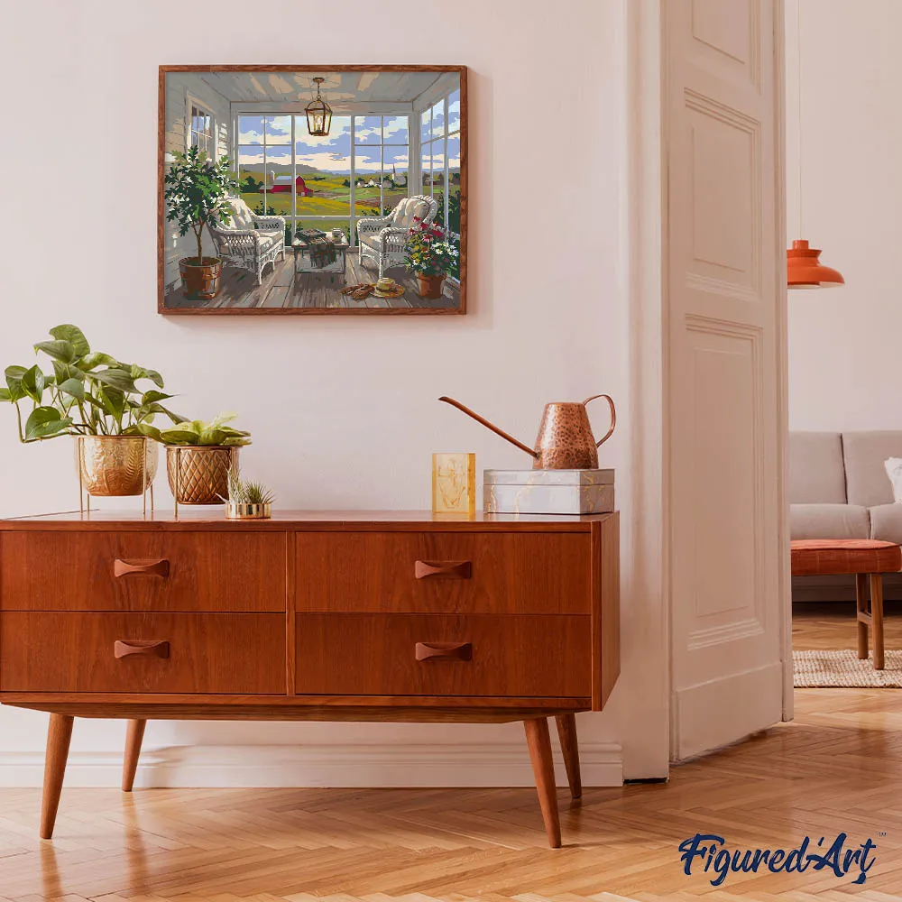 Figured'Art Rustige veranda schilderen op nummer 40x50 cm landschap