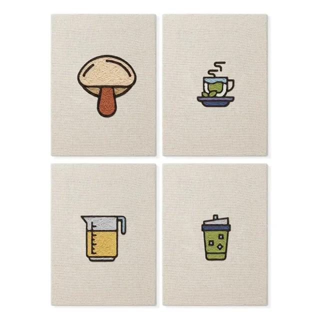 Figured'Art Koffie en Thee Tijd punch needle set 4 stuks met frame