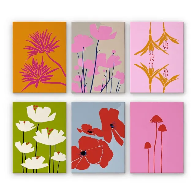 Figured'Art Moderne Bloemenprints mini schilderen op nummer 15x20 6st