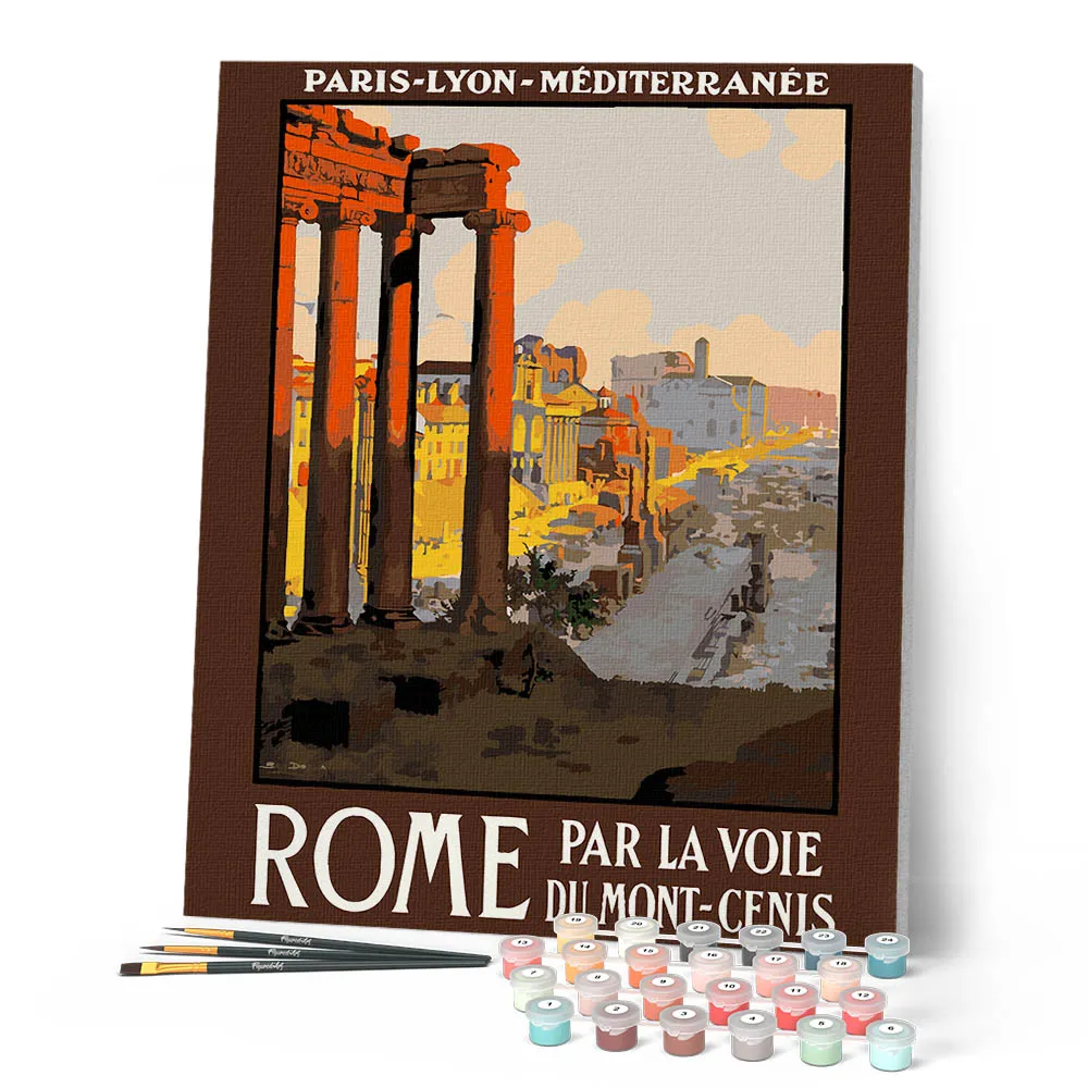 Figured'Art Vintage poster van Rome schilderen op nummer 40x50 cm