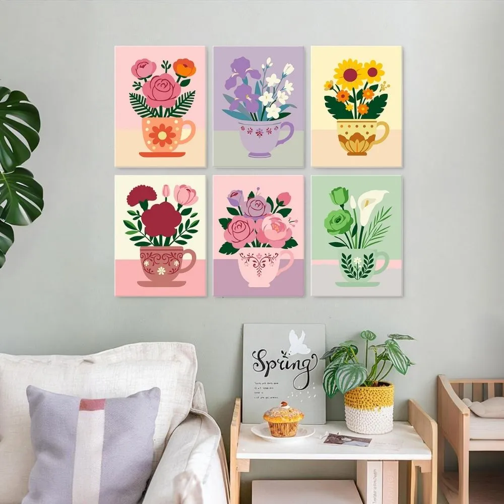 Figured'Art Mini Theekopjes vol bloemen schilderen op nummer 6x15x20cm