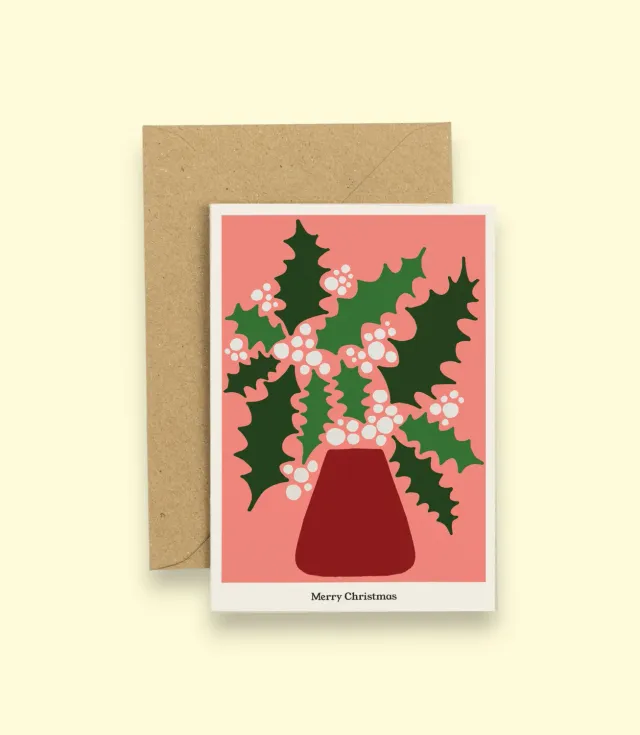 Studio Wald Holly kerstkaart A6 hulst