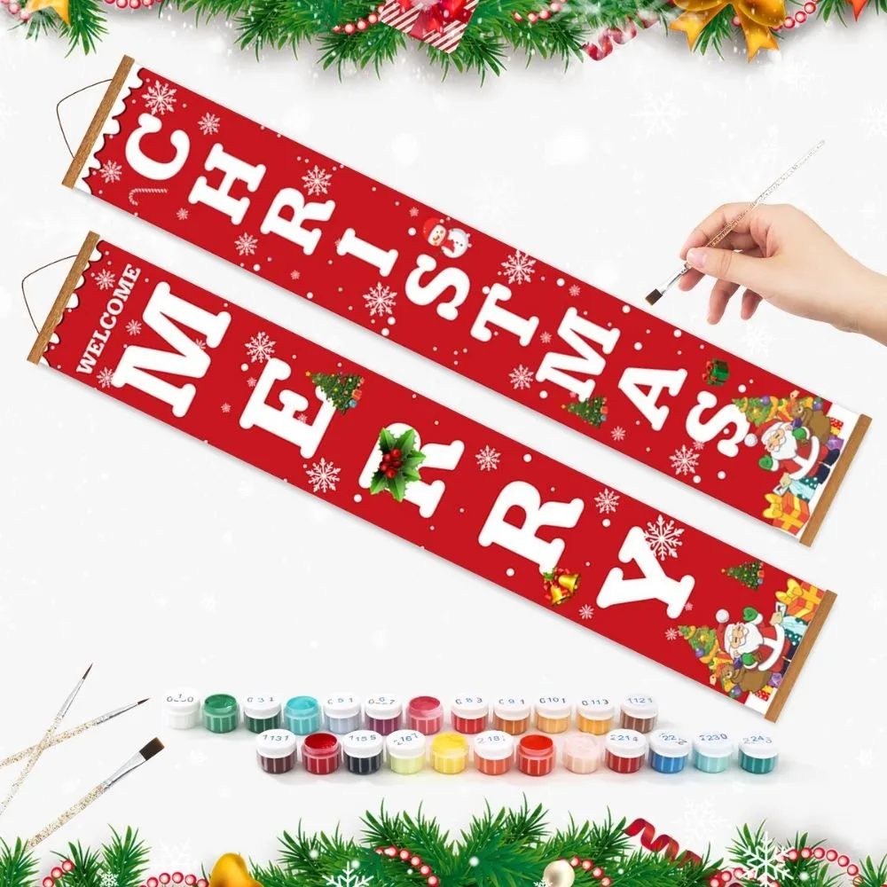 Figured'Art Vrolijk Kerstfeest deur banner schilderen 2 stuks