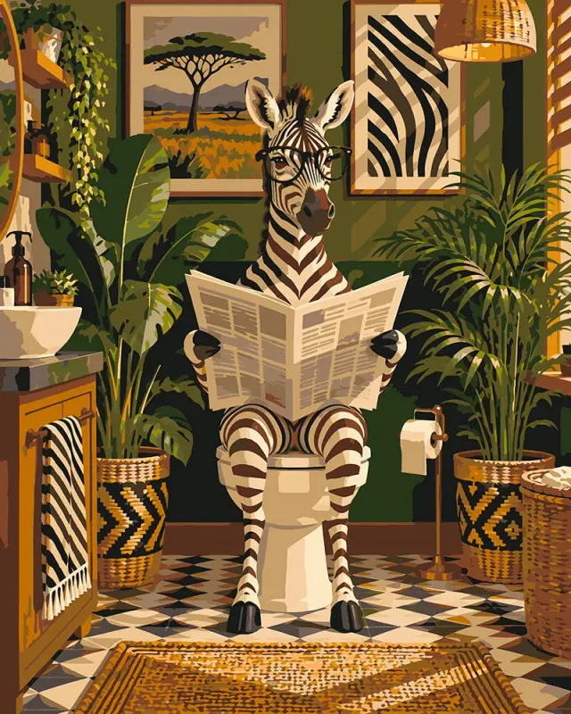 Figured'Art Ochtendroutine van de Zebra schilderen op nummer 40x50