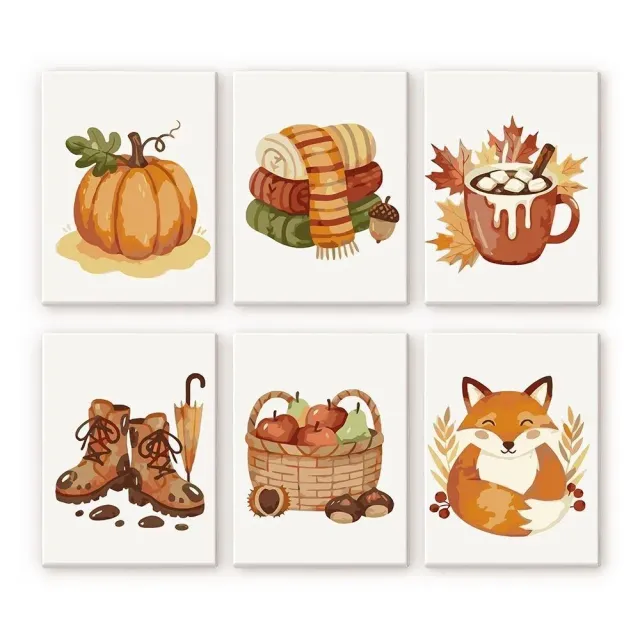 Figured'Art Herfst Hygge schilderen op nummer 15x20 6 stuks herfst