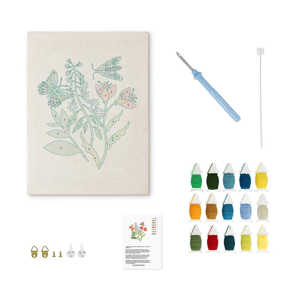 Figured'Art Bloeiende Vlinder punch needle pakket 20x30 cm