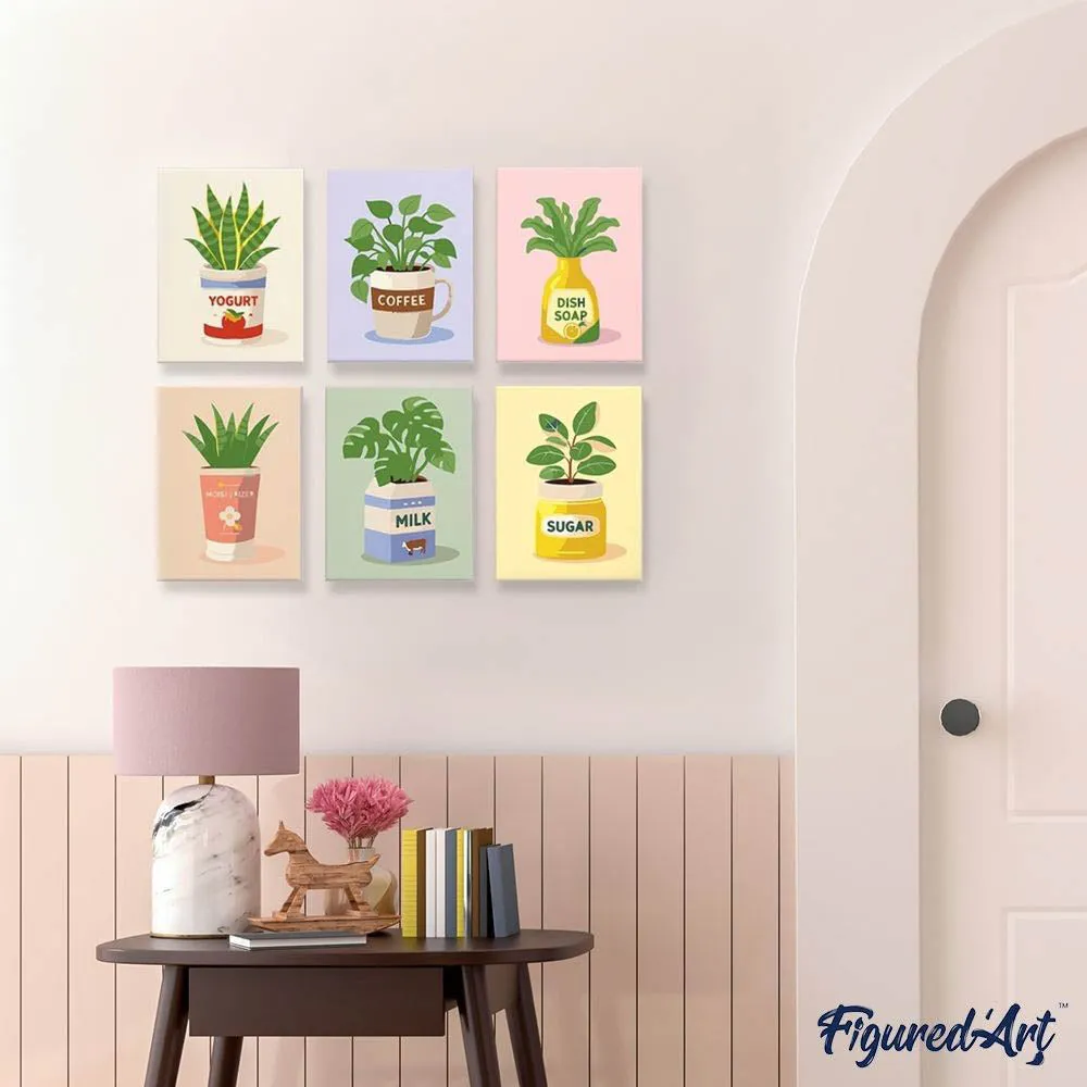 Figured'Art Mini Dagelijkse Plantenpotten schilderen op nummer 6x 15x20cm