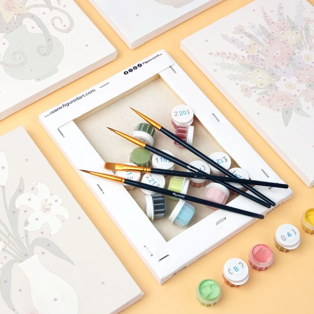 Figured'Art Bloemen Vazen schilderen op nummer 6 stuks mini