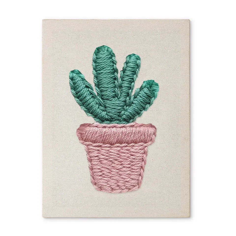 Figured'Art Kawaii Cactus punch needle pakket met frame 20x30 cm