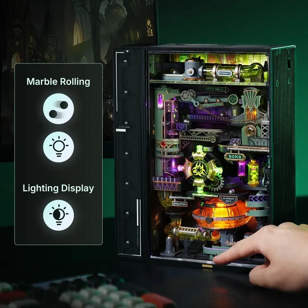 Figured'Art Alchemie-stad 3D puzzel 247 stukjes met LED knikkerbaan