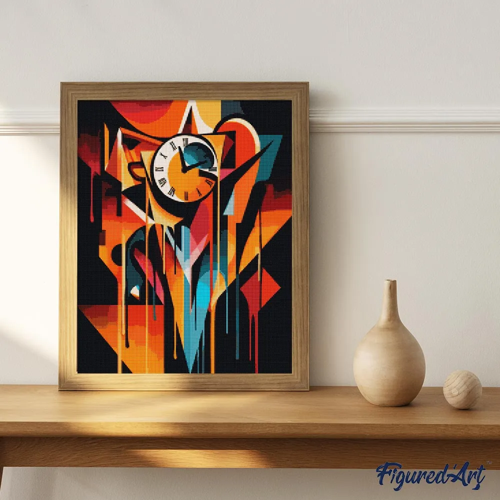 Gedurfd Abstract Smeltende Klok diamond painting 40x50cm vierkant