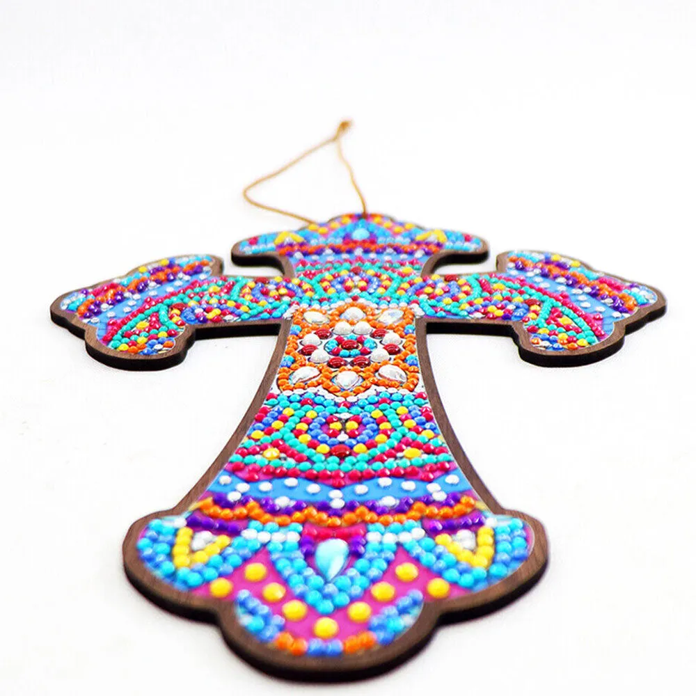 Figured'Art Kruis Mandala diamond painting deurhanger 25x18cm hout