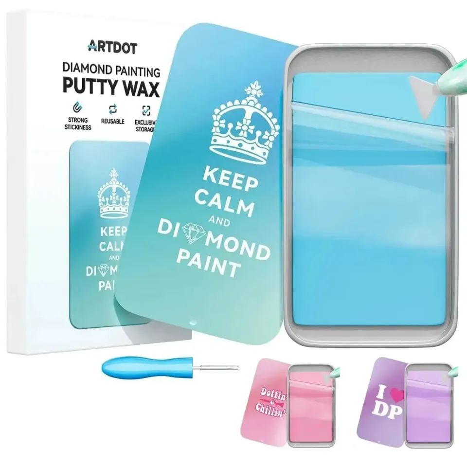 ARTDOT plakwas diamond painting blauw sterke hechting met doosje