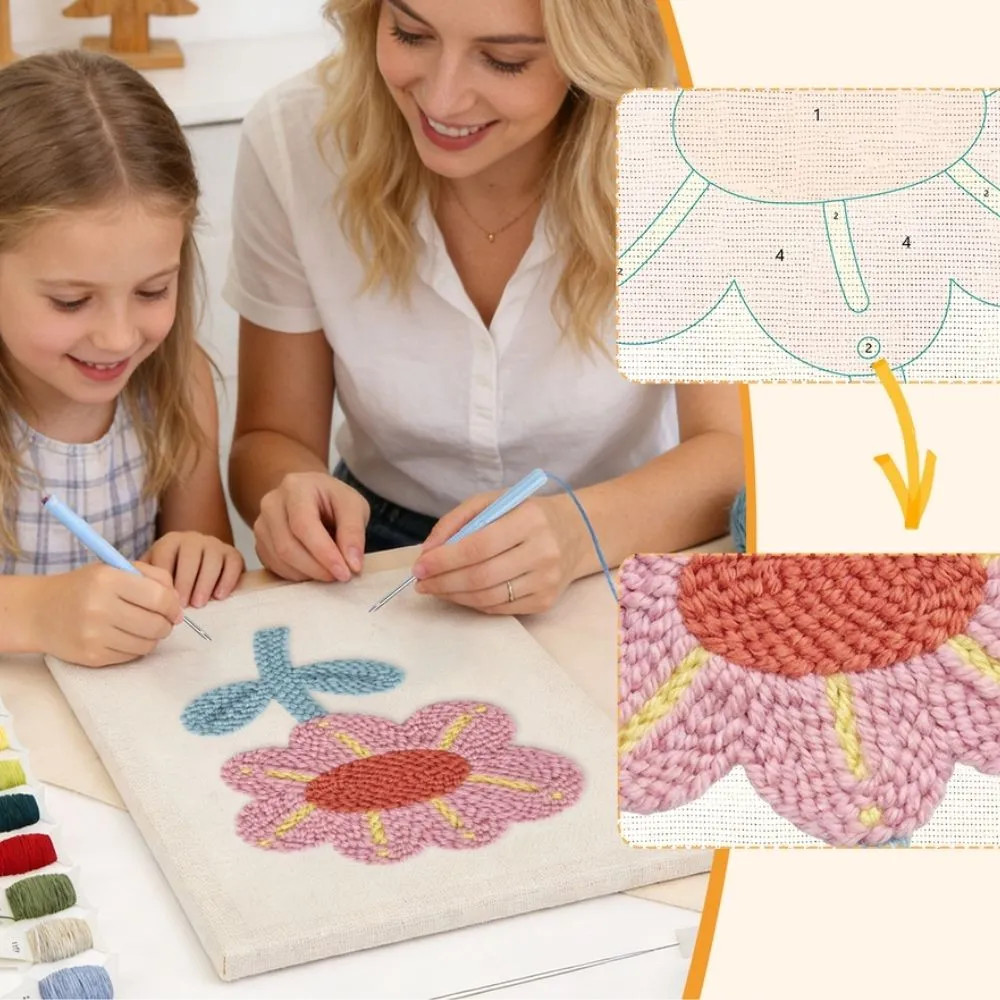 Figured'Art Zachte Bloem punch needle pakket met frame bloemen zacht garen