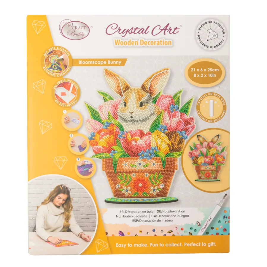 Craft Buddy Crystal Art Bloomscape Bunny houten decoratie 25 cm