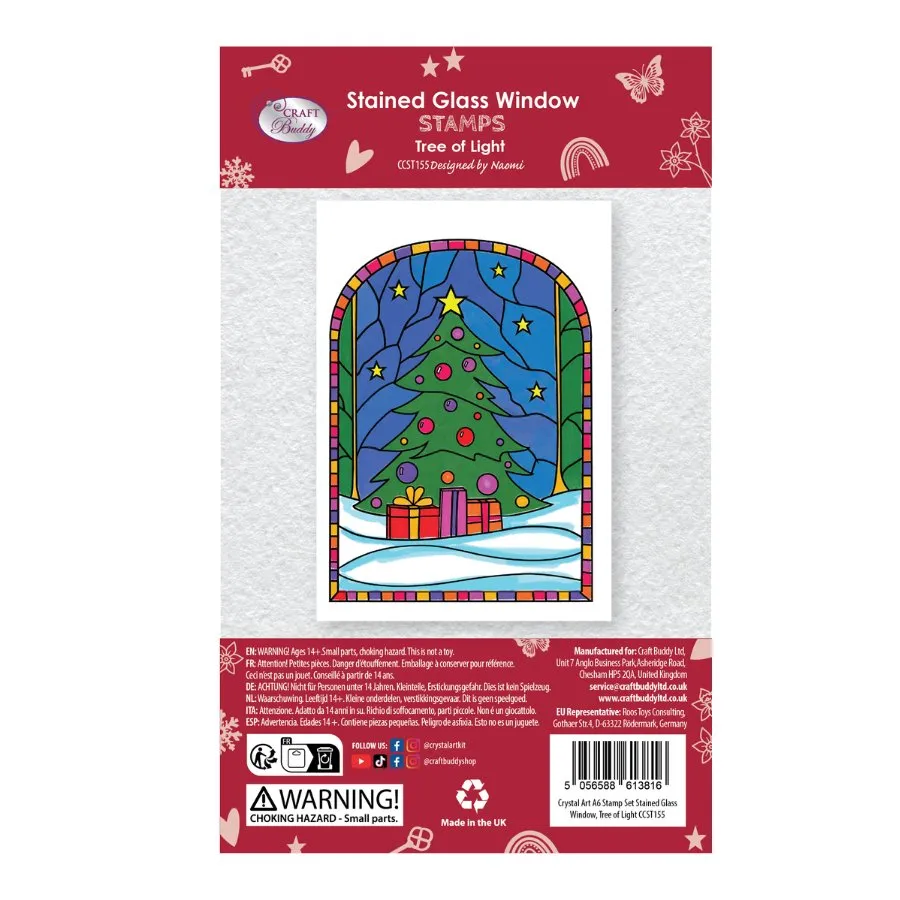 Craft Buddy Tree of Light stempelset A6 stained glass