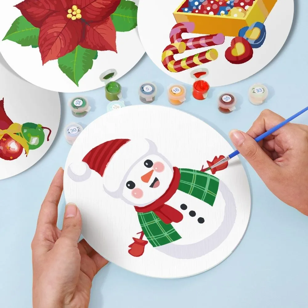 Figured'Art Sneeuwpop Kerstster schilderen op nummer 20 cm 4 stuks