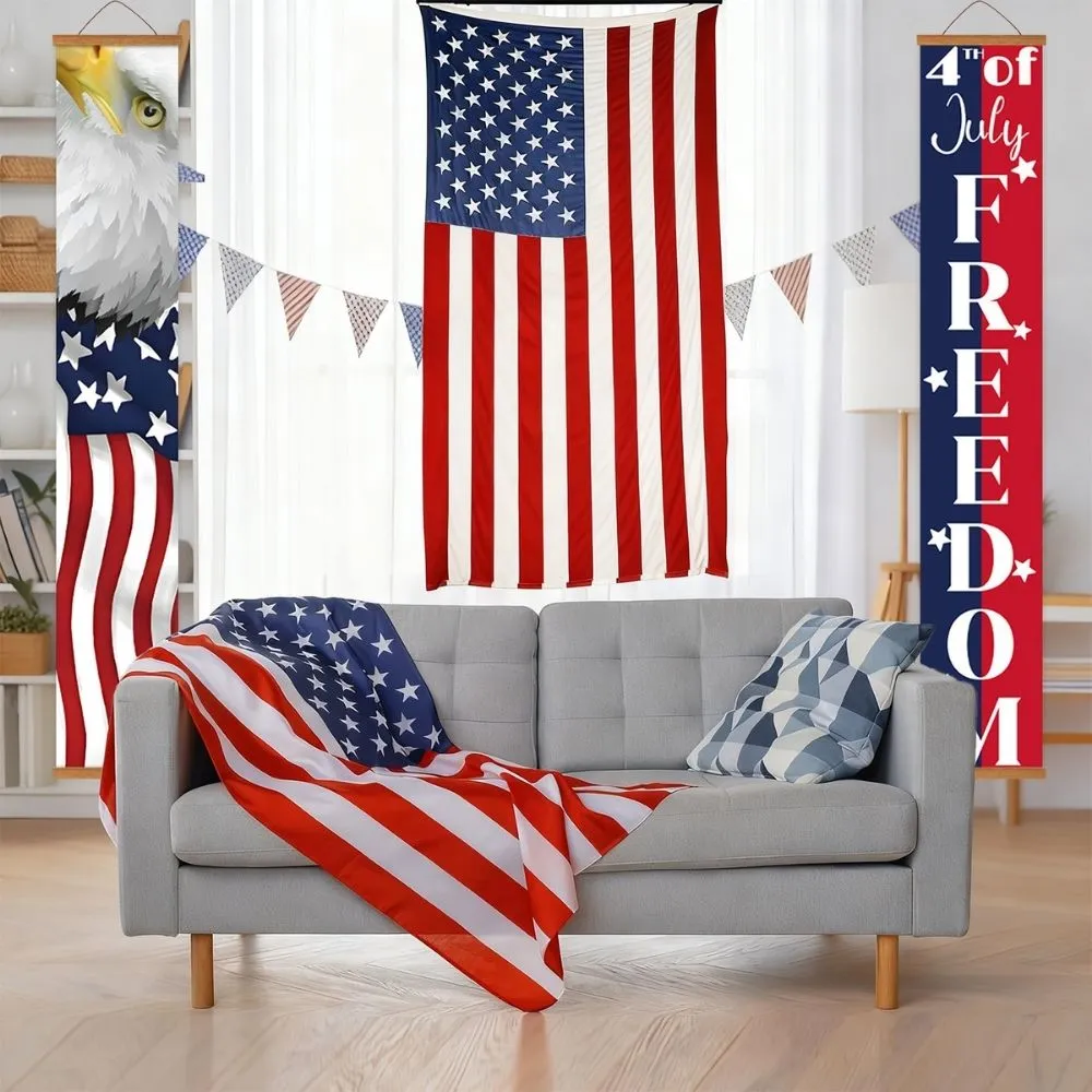 Figured'Art USA Feestvlaggetjes schilderen op nummer deurbanner 20x120cm 2 stuks