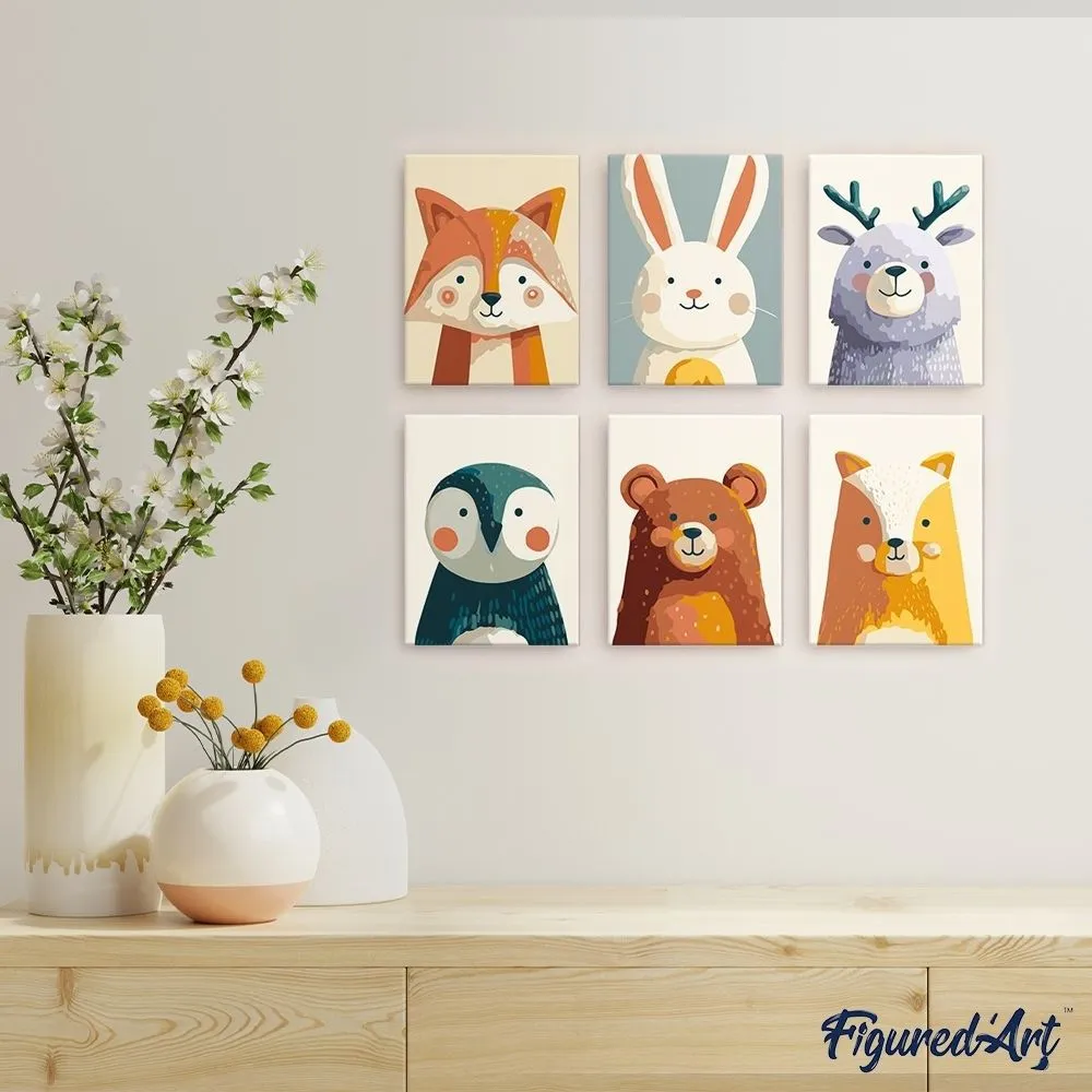 Figured'Art Bosportretten 1 mini schilderen op nummer 6 stuks