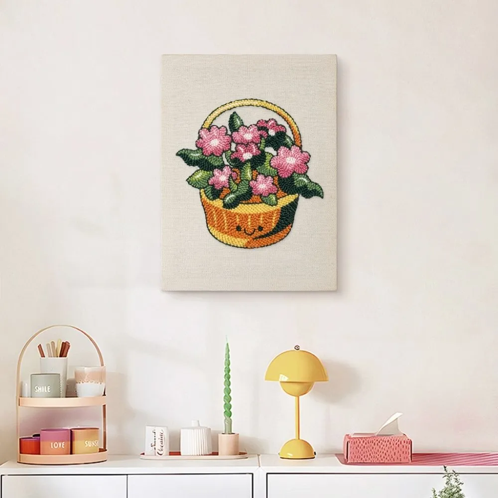 Figured'Art Bloemenmand punch needle pakket 20x30 cm katoen