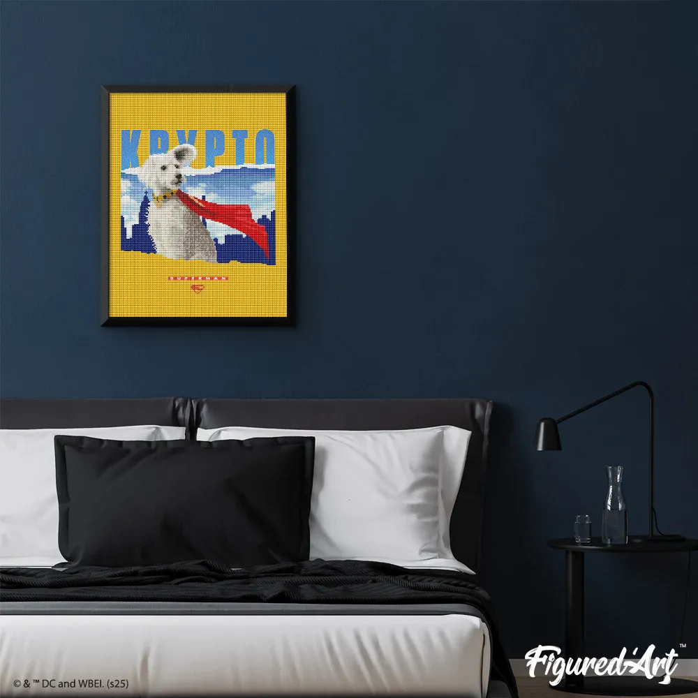 Figured'Art Superman Krypto met skyline diamond painting 40x50cm