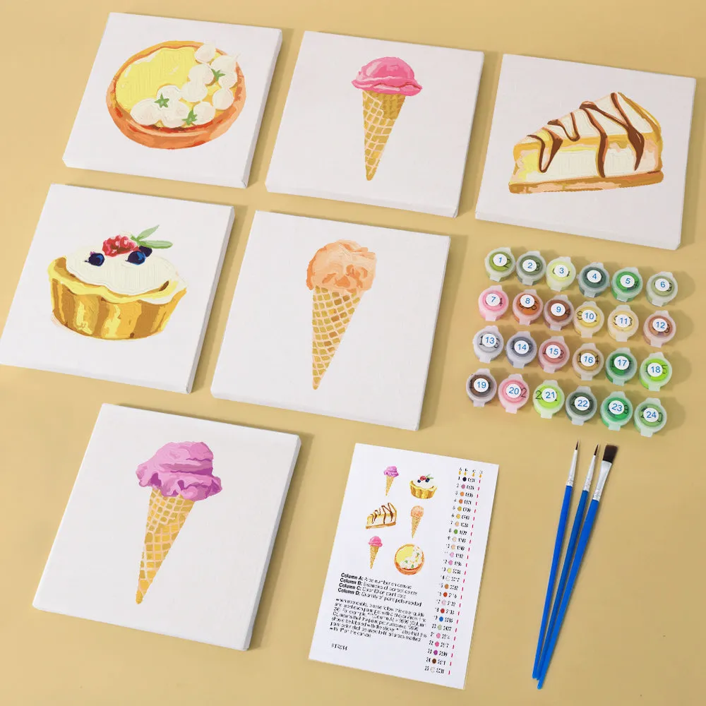 Figured'Art Zoete Desserts 3 schilderen op nummer mini 15x15cm 6 stuks