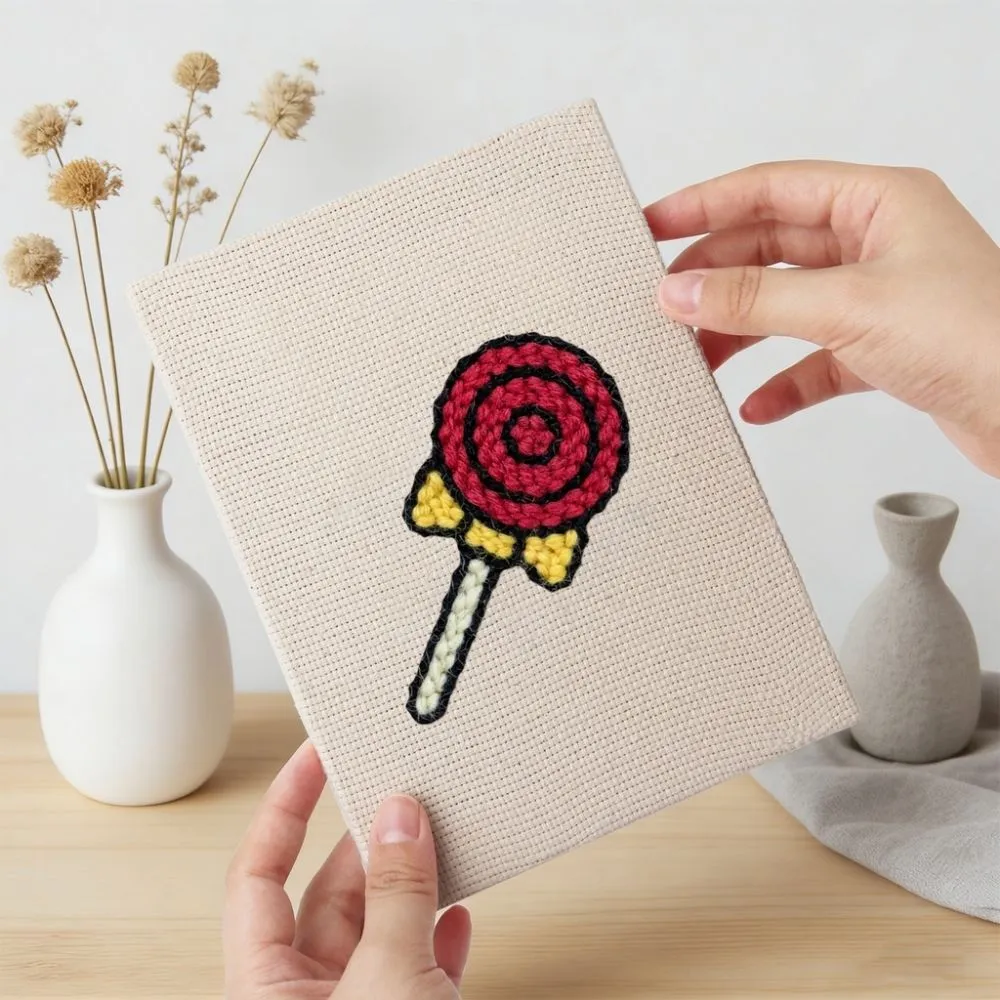 Figured'Art Zoet en Streetfood punch needle set 4 stuks met frame