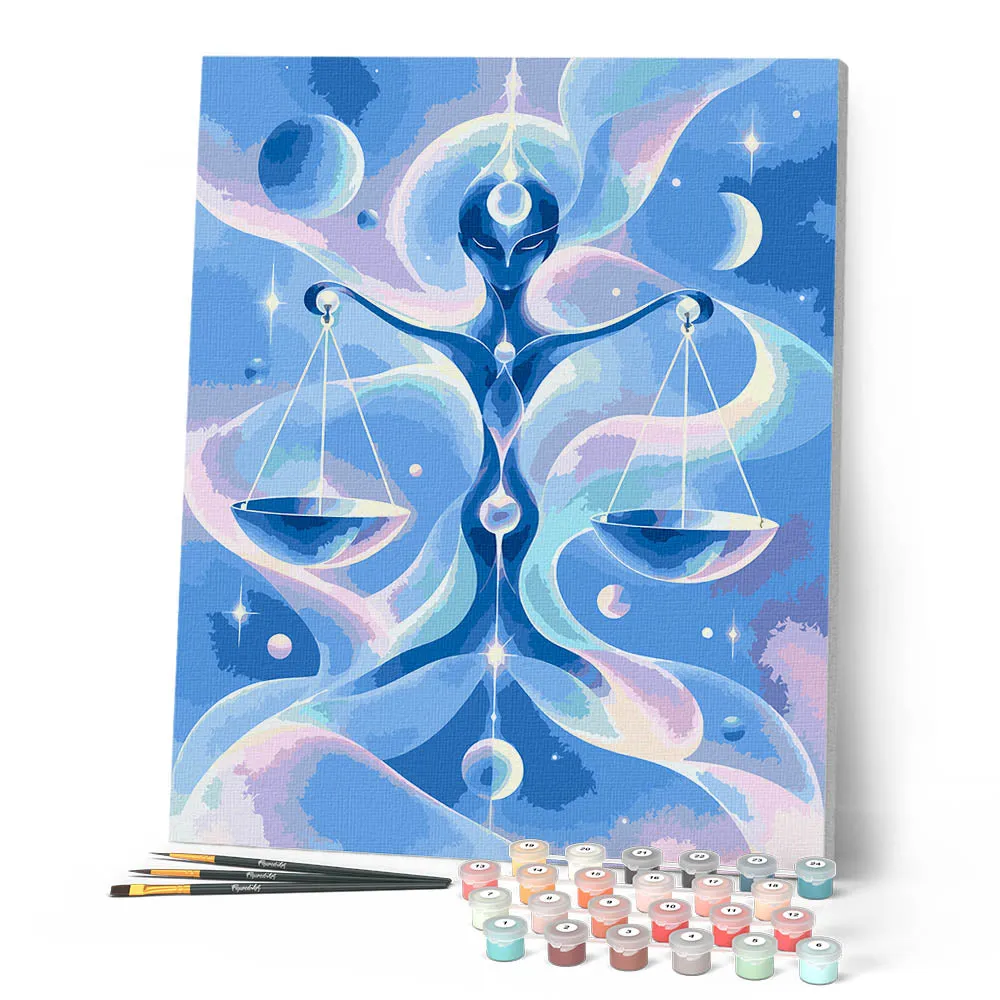 Figured'Art Weegschaal Kosmische Sterrenbeeld schilderen op nummer 40x50cm