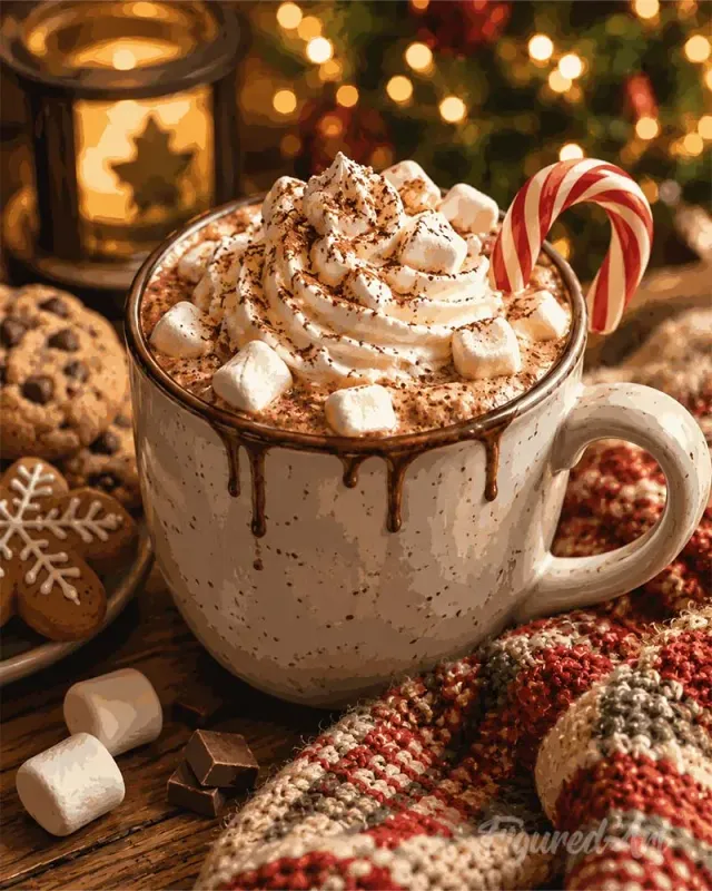 Figured'Art Warme Chocolademelk Kerst schilderen op nummer 40x50 cm winter